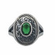 Anillo de Plata Envejecida con Piedra Turmalina Verde