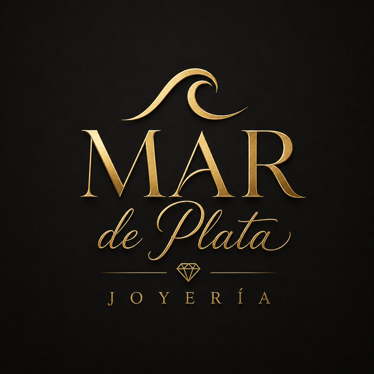 Mar de Plata Joyería, logo dorado con una ola