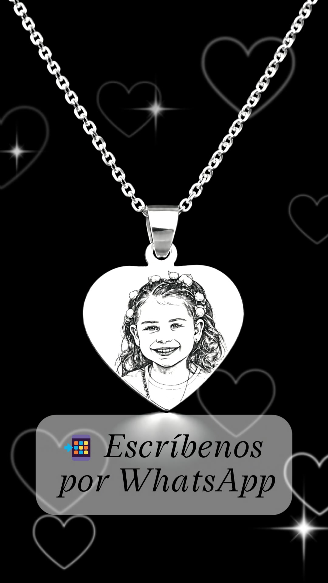 Colgante en forma de corazón con un retrato fotograbado